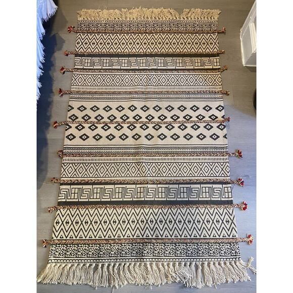 AM HOME TEXTILES Handcrafted Artisan Throw Rug Multi-Color Sz 27x42 Aztec Style - Picture 1 of 6